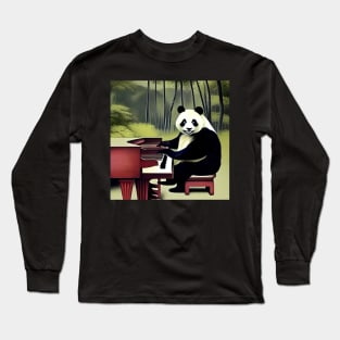 A Panda Bear In It’s Natural Habitat Playing The Piano. Long Sleeve T-Shirt